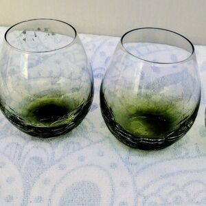 Pier 1 Forest Green Stemless Glasses